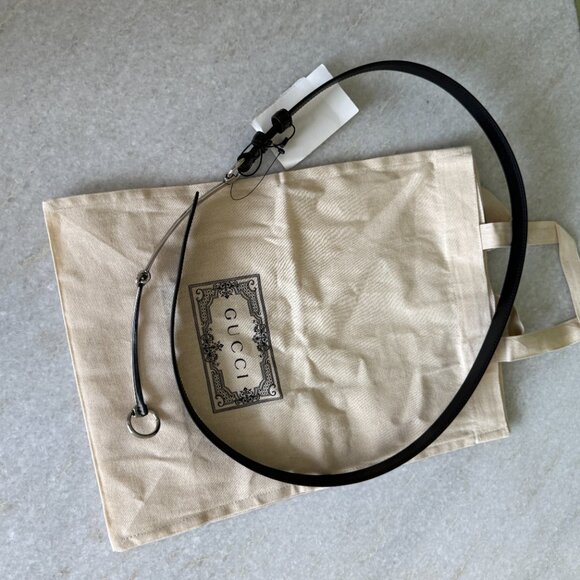 Gucci 763361 Slim Horsebit Black Patent Leather Thin Belt, 90, 95, 100 - Picture 13 of 14